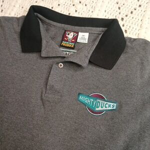 Vtg Anaheim Mighty Ducks Polo Mens M Long Sleeve Shirt NHL‎ 90s USA Made Retro